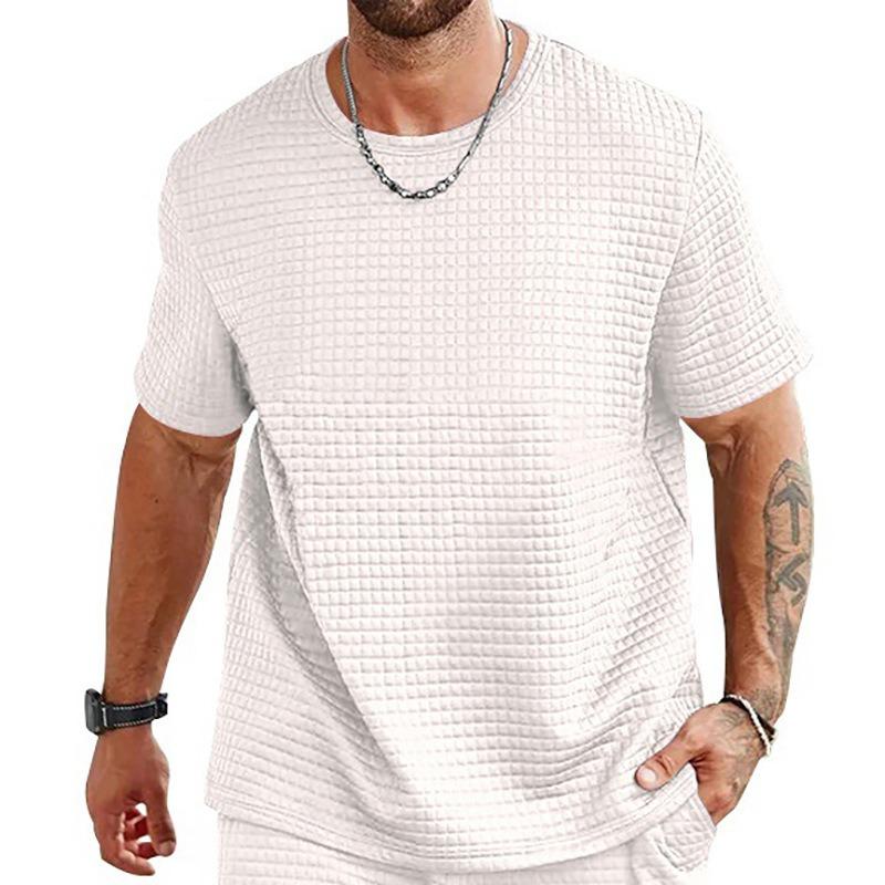

Summer new outdoor sports men s fashion casual trend short-sleeved loose round neck men s breathable short-sleeved T-shirt S белый