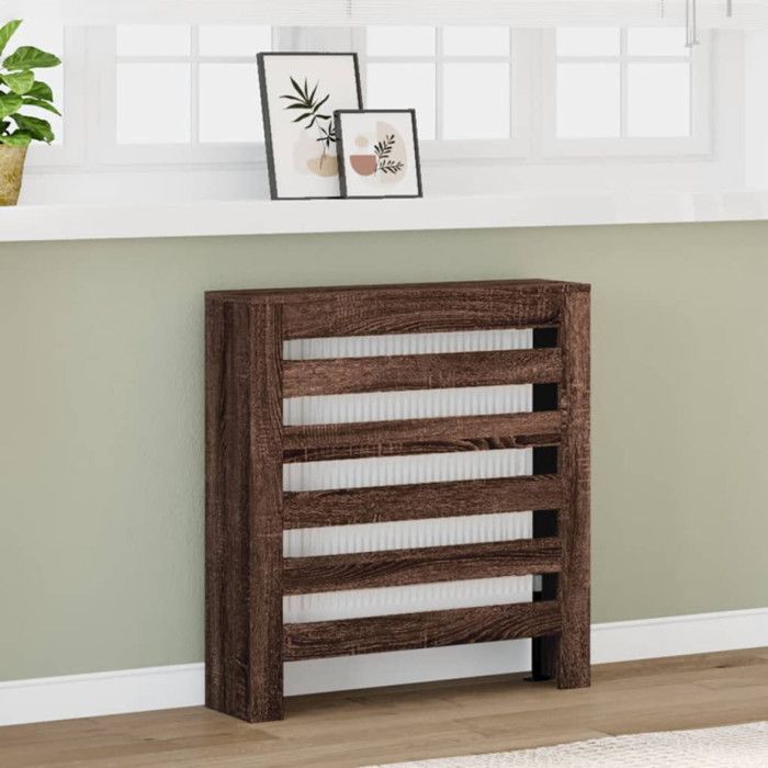 Brown Oak Radiator Cover 78x20x82 Cm Engineered Wood