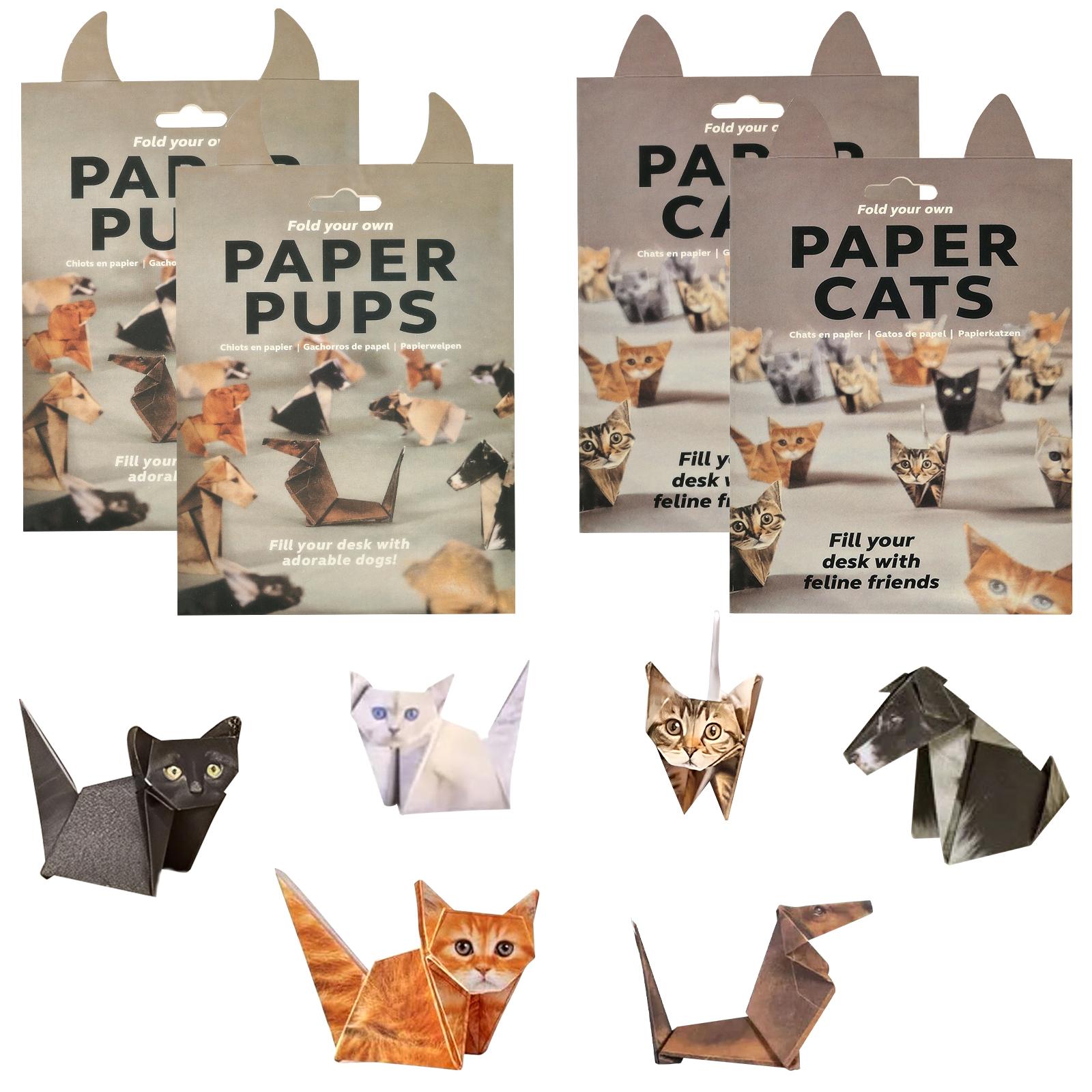 4/6 Pcs DIY Paper Animal Origami Kit 200/300 Sheets Creative Cats Dogs Origami Cute 3D Animal Folding Paper Set for Kids Adults
