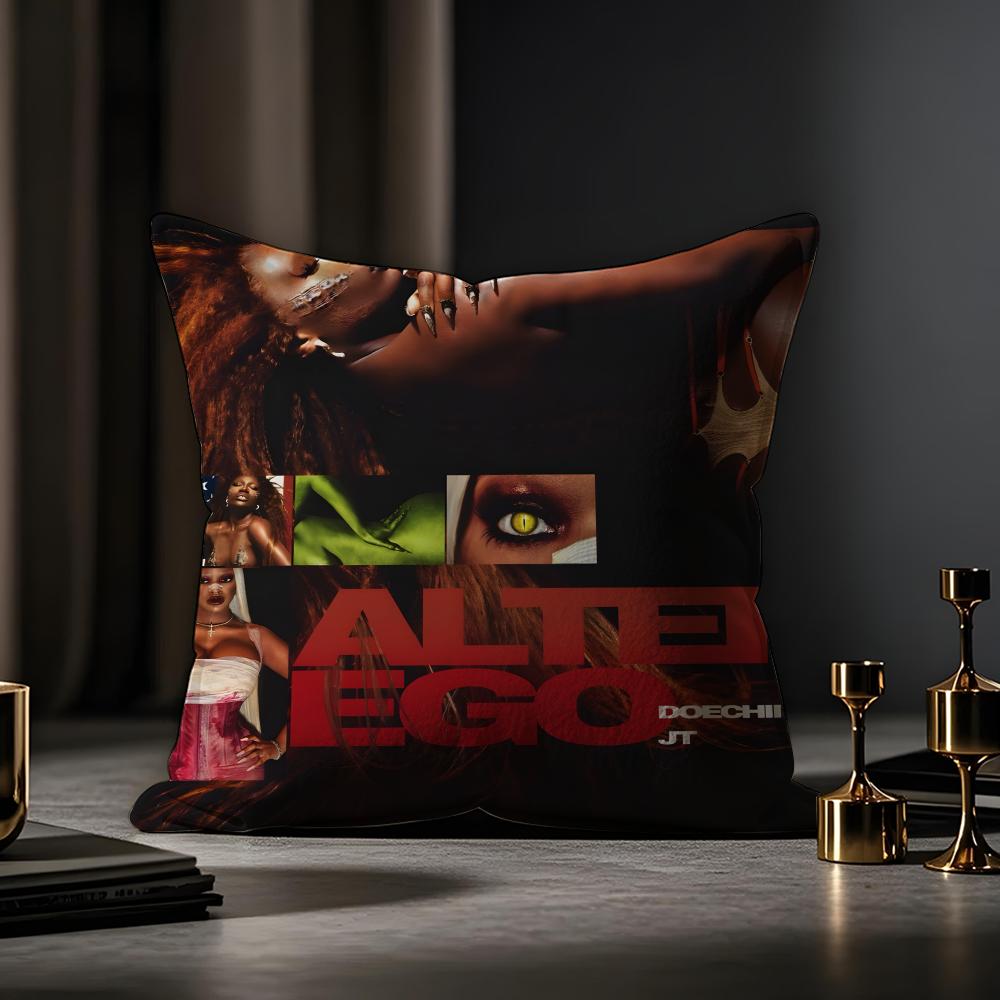 Doechii Album Cushion Cover Anti-dustmite Pillowcase Invisible Zipper Silky Short Plush Sofa Cushion Cover