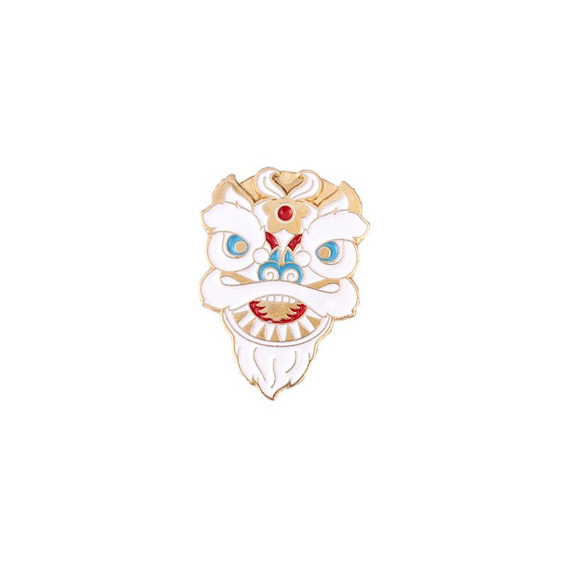 Alloy Eyecatching Lion Head Enamel Brooch For Festive Celebrations And Unique Fashion