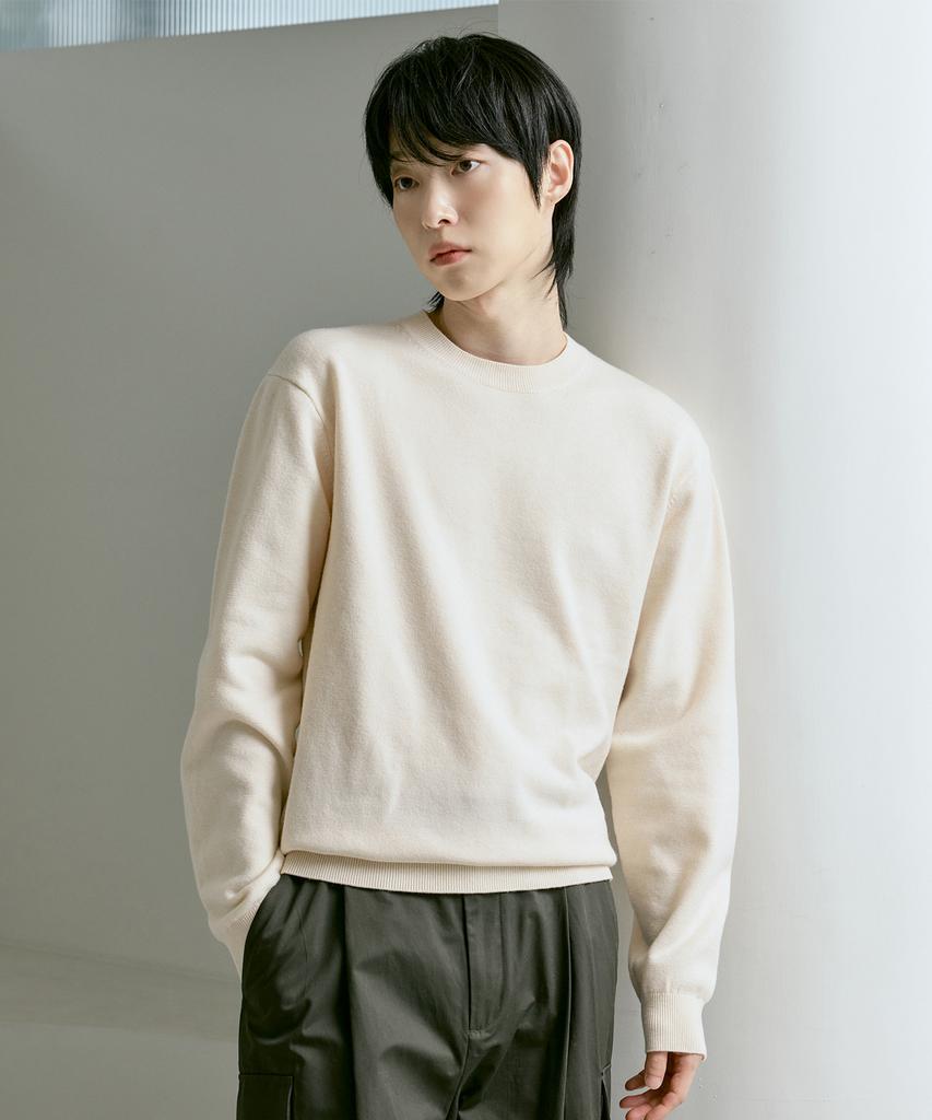 210EDIT Unisex Soft Knit Round Neck [Cream]_Zz4Sw070