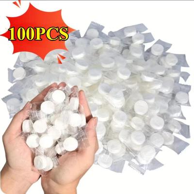 100pcs Portable Compressed Towel Disposable Face Cleaning Soft Compressed Hand Wipe Towel Non-Woven Makeup Wipes