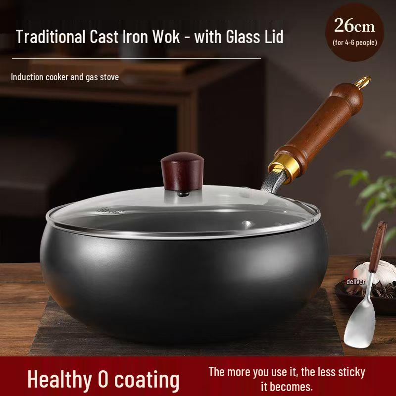 SPUCR Supugu Antihaft-Großer Bauch-Eisenkochtopf & Wok für Induktionsherde