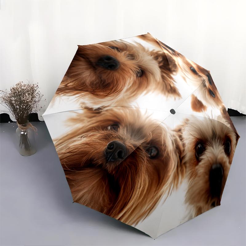 Yorkshire Terrier Pattern, Automatic Folding Umbrella, Portable and Foldable Design, 8 Ribs, a Christmas or Birthday Gift.