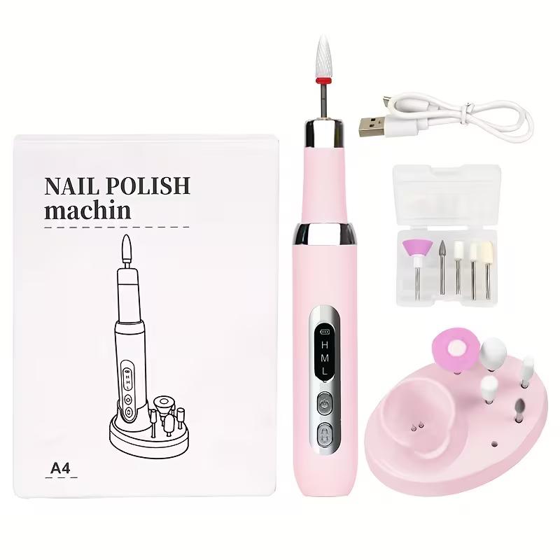 Cordless Electric Nail Drill – Includes Bits & Sanding Bands, for Acrylic and Gel Nails; Ideal for Buffing, Polishing, and Trimming Less