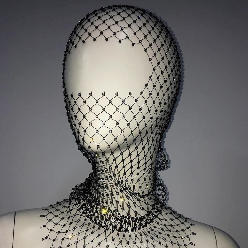 Fashion Bling Rhinestone Face Mask Full Coverage Sun Protection Stylish Face Shield Headgear