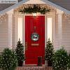 Warm Winter Wooden Christmas Sign with  Snow House & Snowman Pattern - Navidad Round Sign for Front Door Wall Hanging Decor - Ideal Christmas Gift