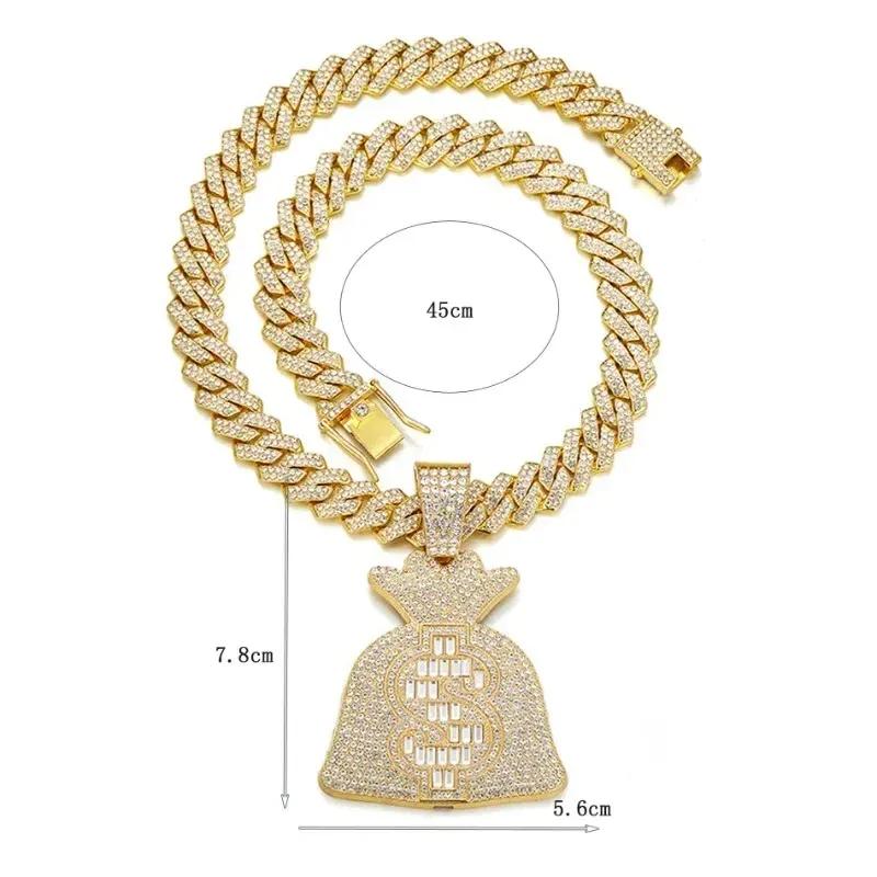 New Arrival Alloy Money Bag & Coin Pendant Cuban Chain Necklace - Trendy Hip-Hop Rap Jewelry for Men