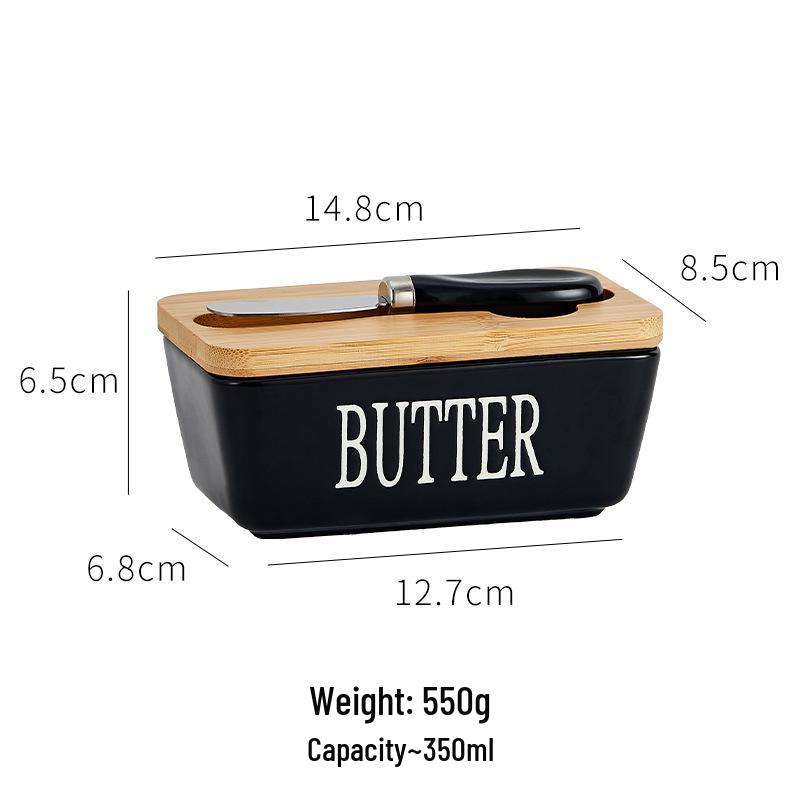 European-Style Ceramic Butter Dish with Lid - Cheese Storage Box for Fresh-Keeping In Kitchen
