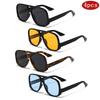 4 Sets Vintage Square Sunglasses Double Bridges UV400 Protection Fashion Outdoor Driving Beach Travel Eyeglasses