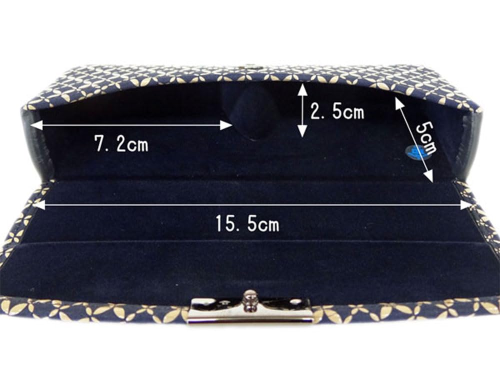 Inden H Glasses Hard Navy Blue Deerskin with White Shippo Pattern [Inden-ya] Case, Type, 4206, Lacquer,