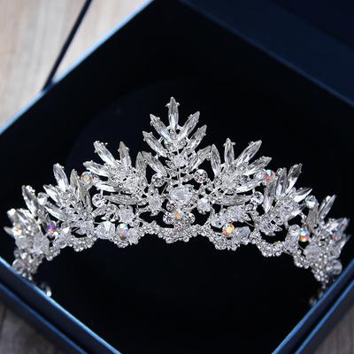 Barock Strass Kristall Perlen Stirnband Tiara Braut Kronen Hochzeit Koreanische Haarschmuck Diadem Festzug Abschlussball Krone