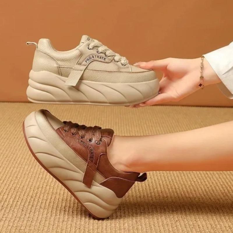 High Quality Thick Soled Sports Shoes for Women Fashion Increase Platform Sneakers Female Lace Up Casual British Vulcanized Shoe