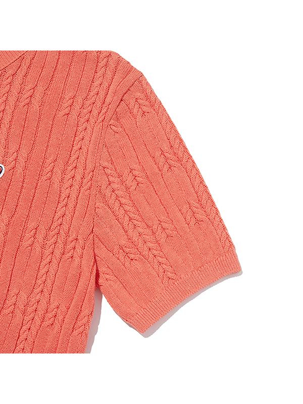 KIRSH Small Cherry Cable Crop Short Sleeve Knit [Orange]