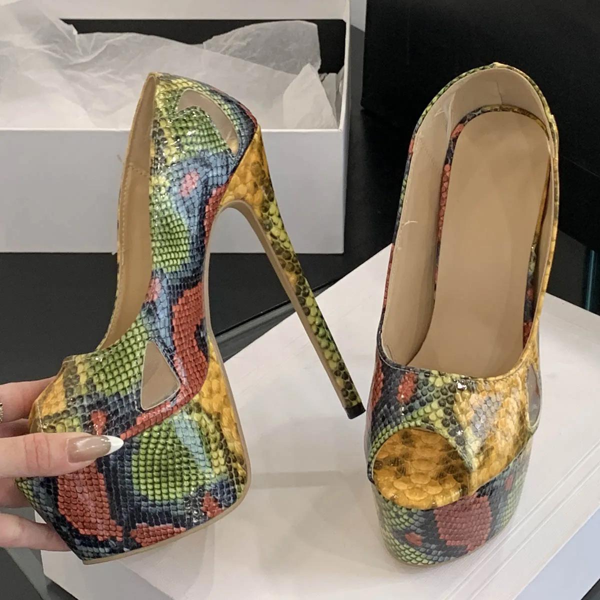 

Мода Мода Туфли-лодочки на высоком каблуке Высококачественная женская обувь Платформа Пип-то Сексуальные Ультра Шпильки Вечерние Туфли для выпускного вечера Zapatos De Mujer 42