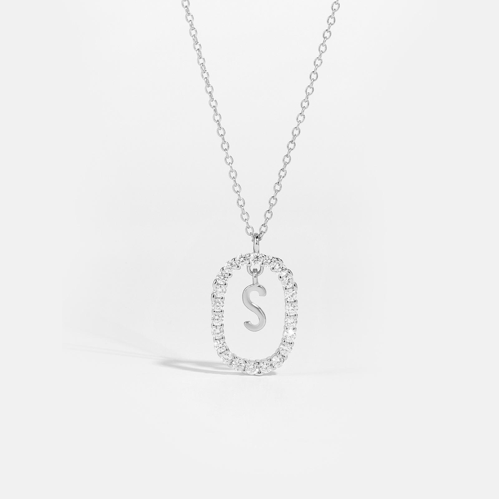 

Роскошное испанское колье-подвеска: Серебряная буква 925 пробы с цирконом, покрытая белым золотом цепочка для ключицы для женщин 925 Silver