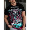 Summer Round Neck 3D Gradient Print Top Fashionable Casual Short Sleeved Men's T-shirts