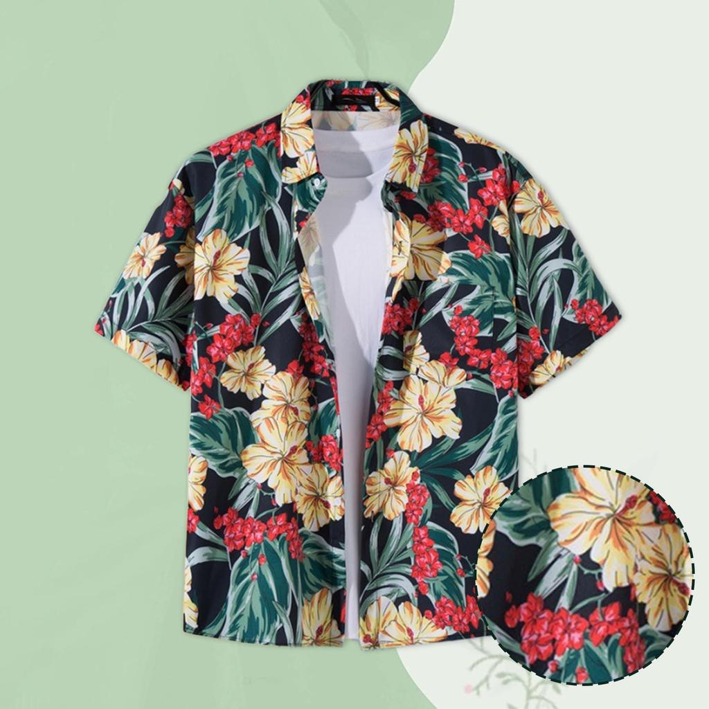 Moerstar Aloha Shirts for Men and Beach Hawaiian Floral Short Open Matching Plus UV Six Colors Black Women, Shirts, Style, Print, Summer, Sleeves,