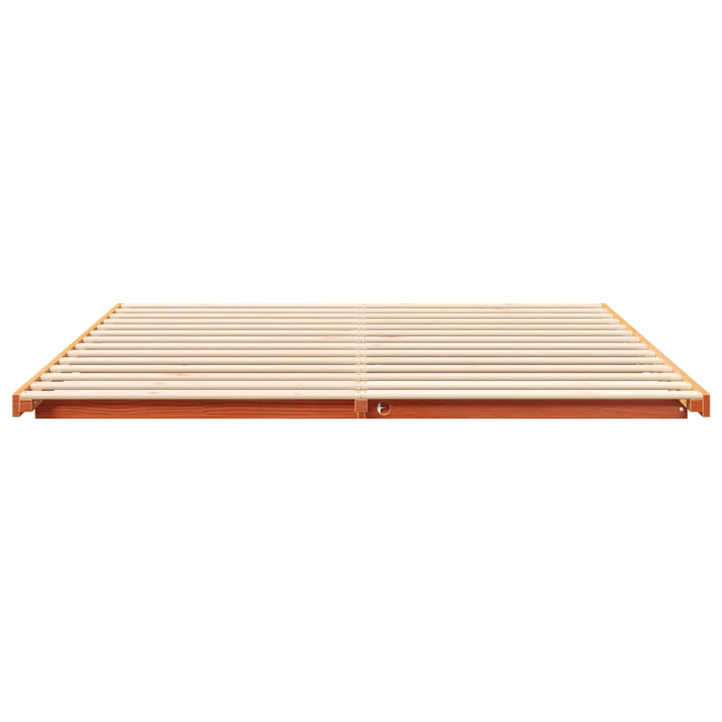 Bed Frame Wax Brown 180 x 210 cm Solid Pine Wood