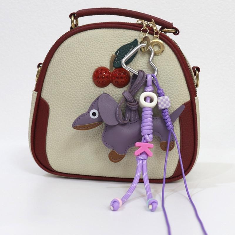 Portable PU Sausage Dog Keychain Holder Lightweight Key Ring Creative Animal Design Keyring For Everyday Use