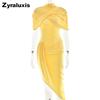 New Foreign Style Elegant Slim Fit Ruffled Dress Sexy Low-Cut Back Women's Long Gown
