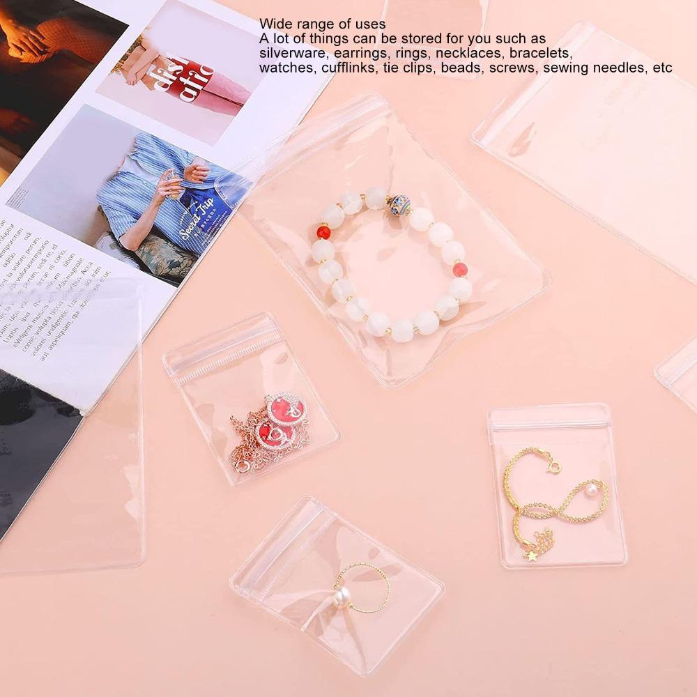 120pcs Clear PVC Jewelry Bags Thickened Jewelry Ziplock Bags Anti Tarnish Jewelry Bags  Necklaces