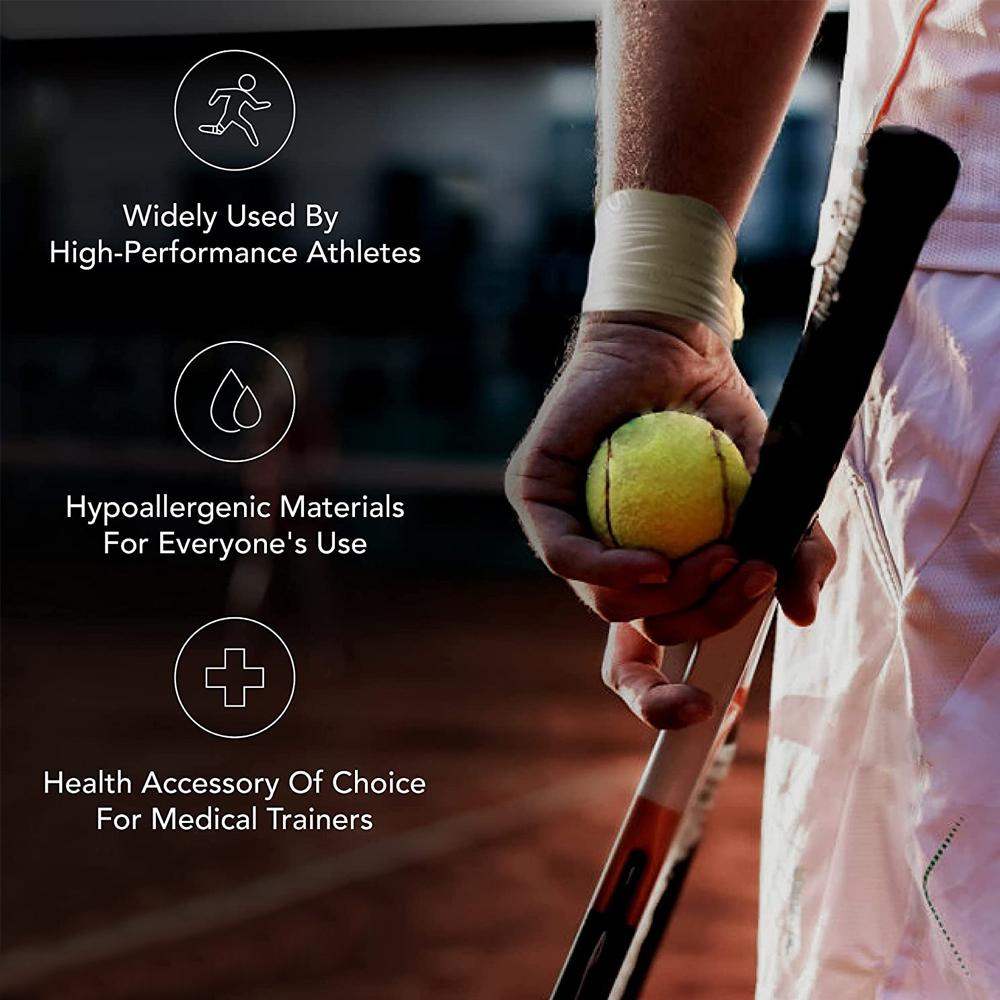 3Roll White Athletic Sports Tape Strong Adhesive No Residue Easy Tear For Athletes Trainers First Aid Injury Wrist Support