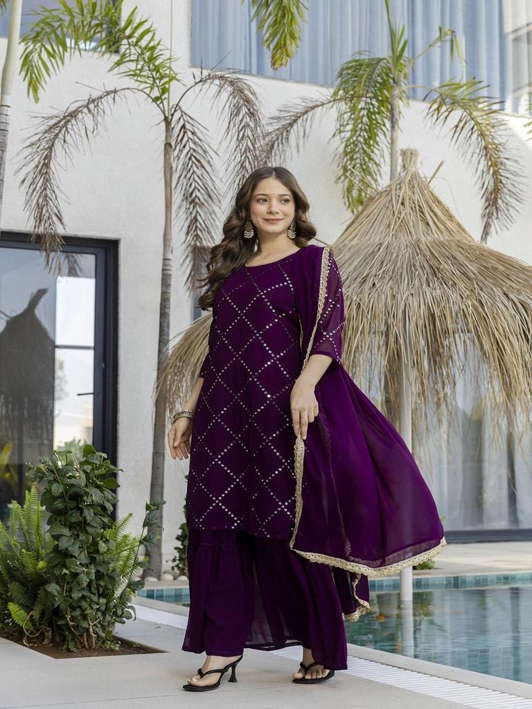 Women Ethnic Kurta Set with Dupatta – Embroidered Party Wear Suit for Women