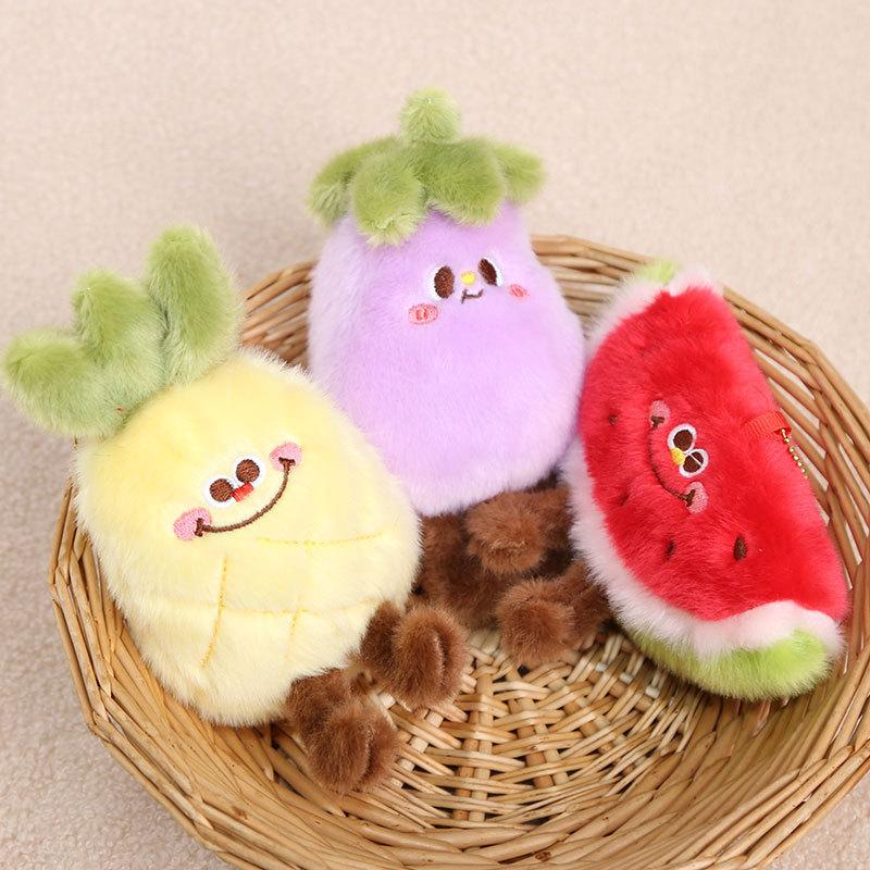 1Pcs Pineapple Strawberry Avocado Eggplant Soft Stuffed Pendant Doll Simulation Cartoon Fruits Vegetable Plush Toy Fun Gift