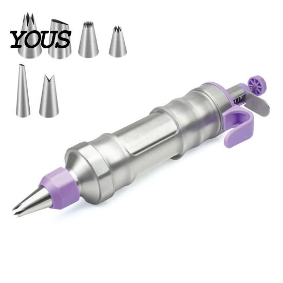 Gadget da Cucina per Dolci Fai da Te Dispenser per Glassa in Acciaio Inossidabile con Ugelli, Pressa per Biscotti e Kit di Strumenti per Decorare Torte, Sac à Poche Riutilizzabile per Glassa