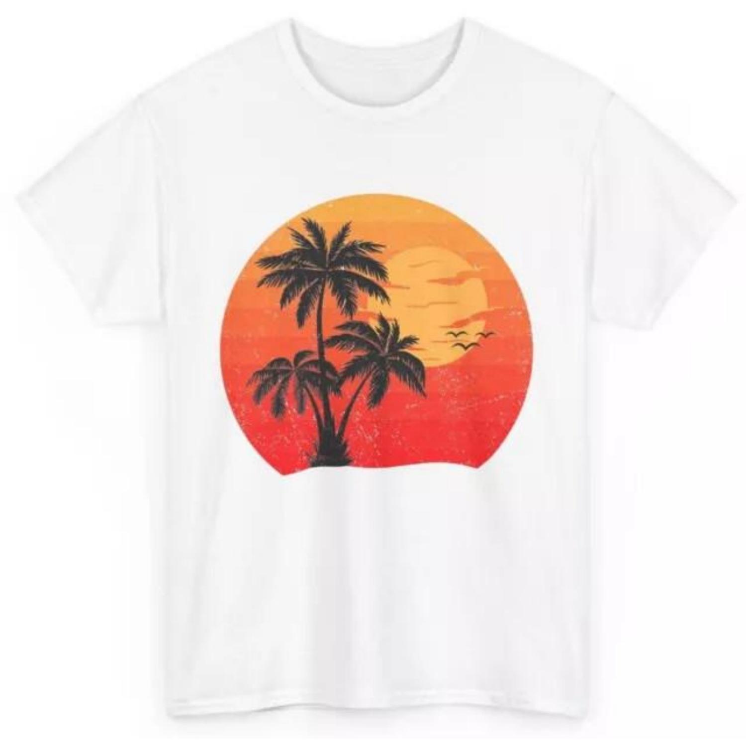 Palm Tree Beach Shirt Summer Vacation Palm Trees Sunset Women Men Tshirt Unisex T-Shirt S