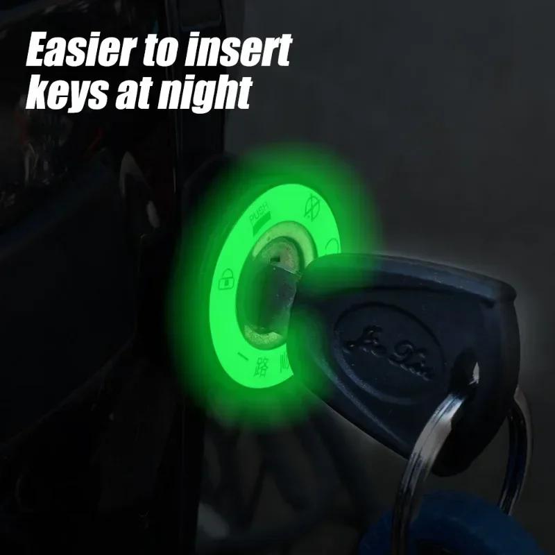 Car  Decoration LuminousIgnition Key Ring Stickers Keyhole Glowing Ring 3D Decals Electric Door Ring with Fluorescent Keyhole Ac