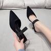 Spring and autumn outer shoes women's style pointed head half slippers new stiletto high heels bag head sandals large size
