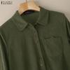ZANZEA Women Casual Turn Down Collar Long Sleeve Loose Corduroy Blouse