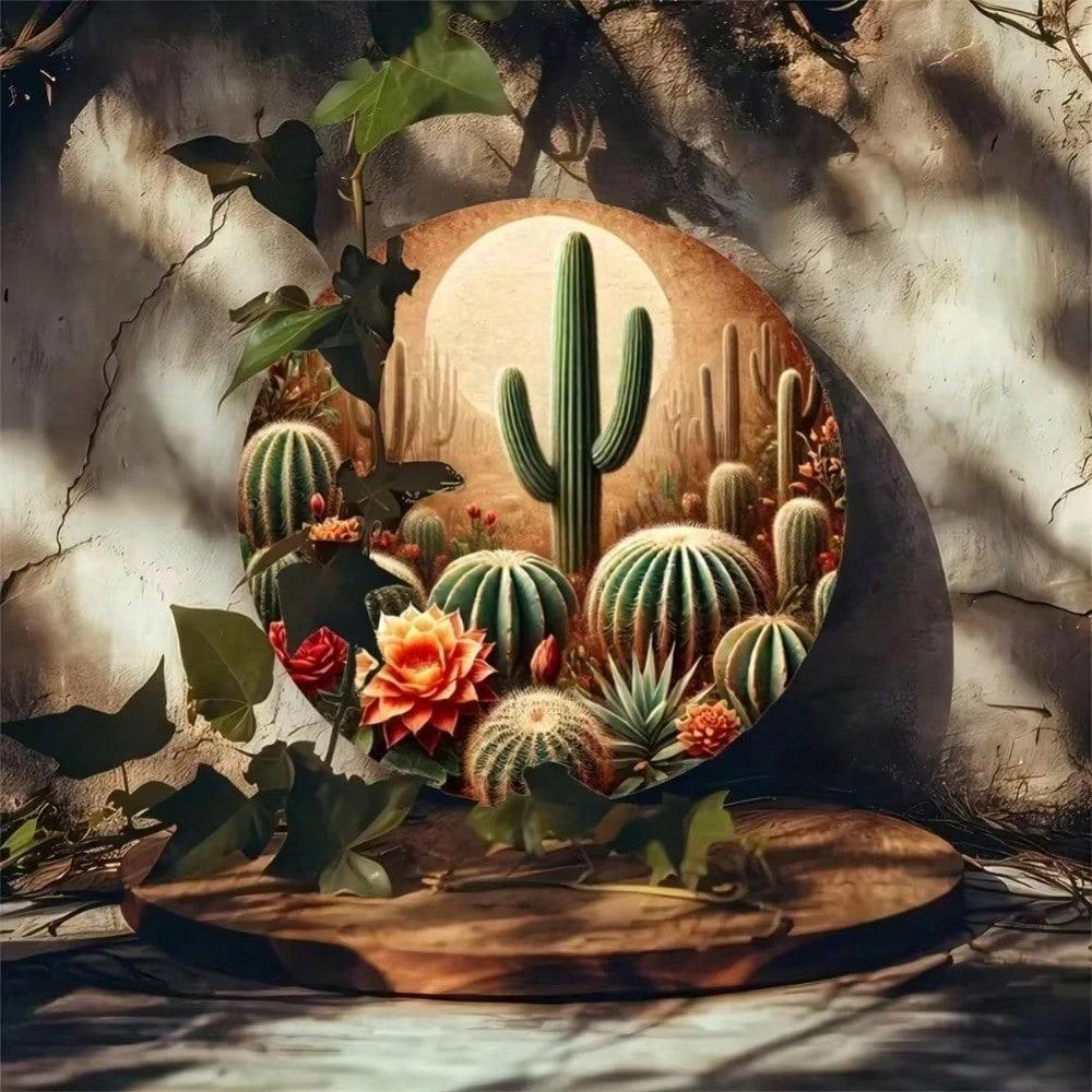 Durable Metal Cactus Sign Spring Flower Entryway Wall Decor Home Kitchen Thanksgiving Halloween