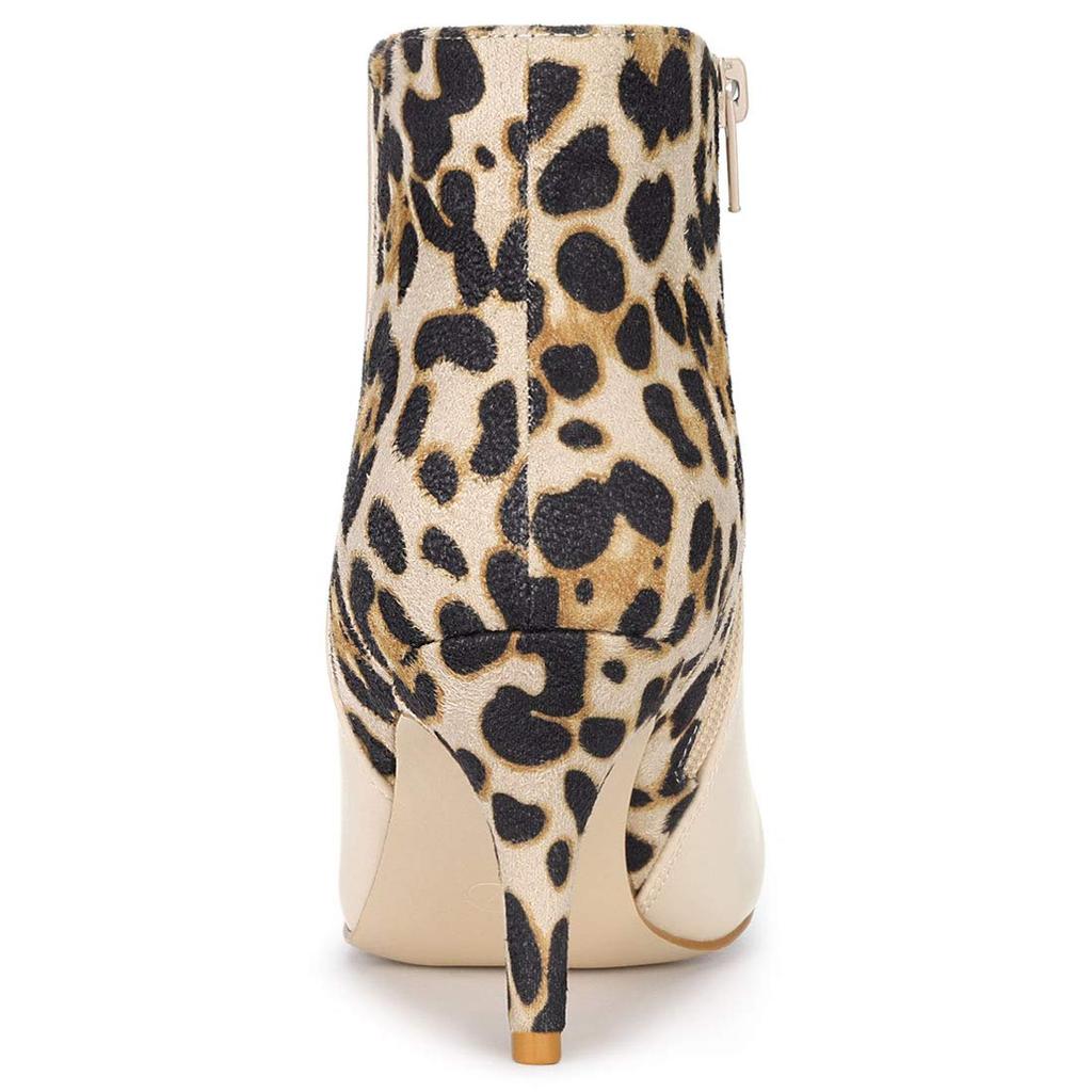 Allegra K Leopard Print Ankle Boots, Stiletto Heel, Pointed Toe, Women's, Beige, Size 26.0 cm