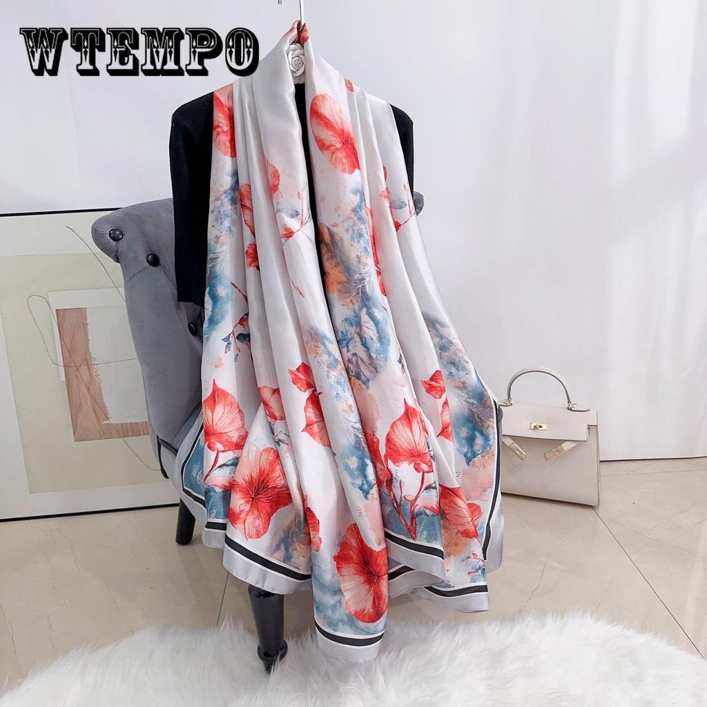 Elegant Flower Print Scarf - Fashion Scarves for Women with Smooth Simulated Silk, Thin, Windproof, and Travel-Friendly Design