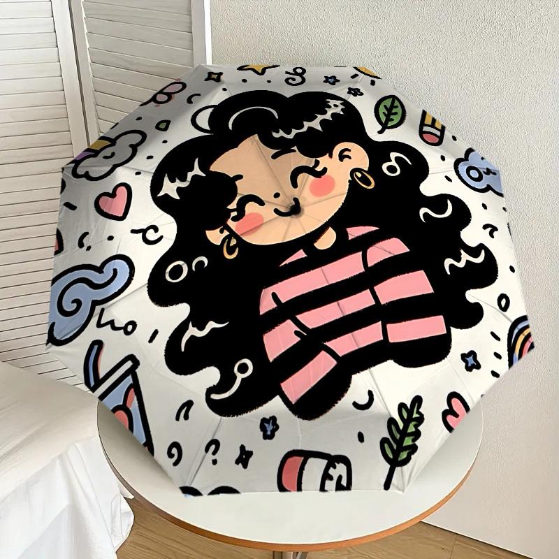 Rainbow Dreams: Cute Cartoon Character Umbrella Auto-Open/Close, Lightweight & Durable, Ideal Travel Accessory and Gift 154