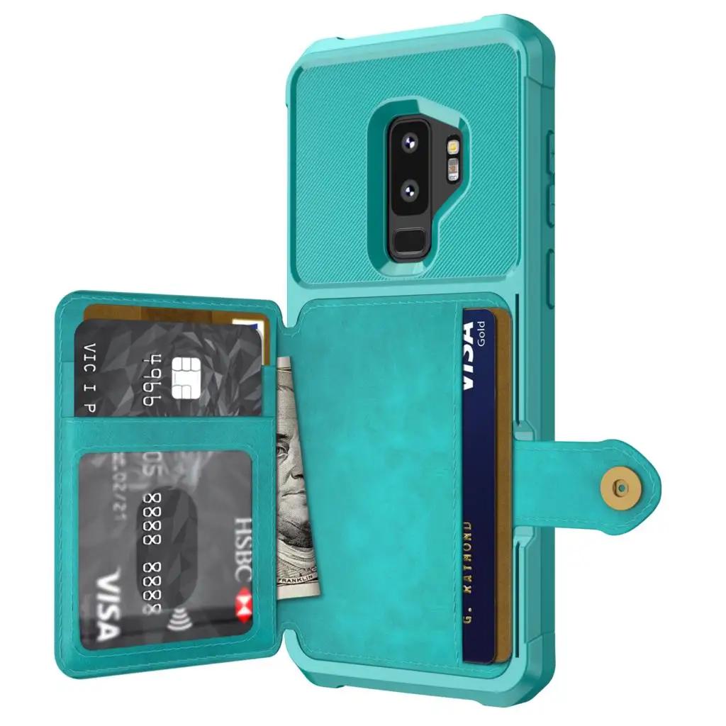 WEFOR PU Leather Case For Samsung Galaxy S9 S9 Plus Retro Flip Phone Cases For Samsung Galaxy Note 9 Card Holders Cover