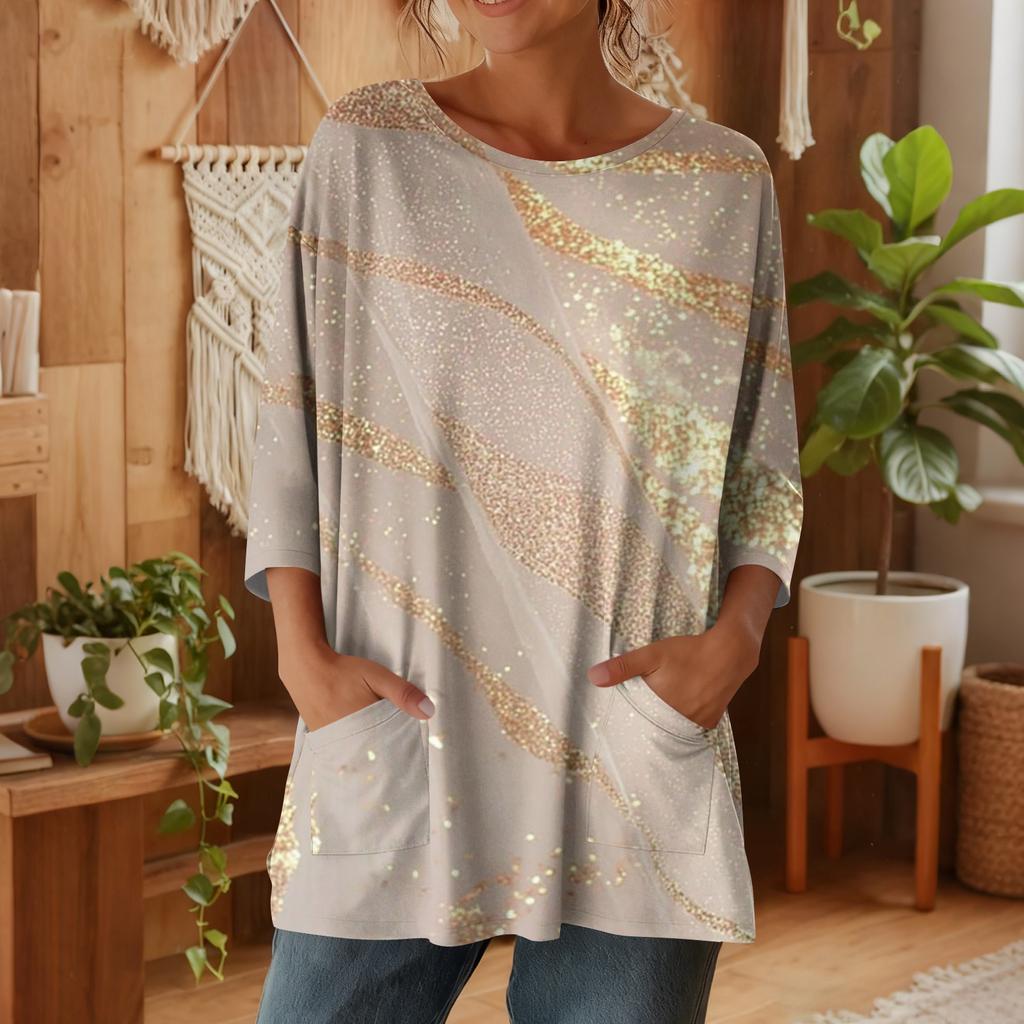 Damen 3/4-Ärmel Shirts Grafik-T-Shirts Shirts Lässige Basic-Tops Pullover