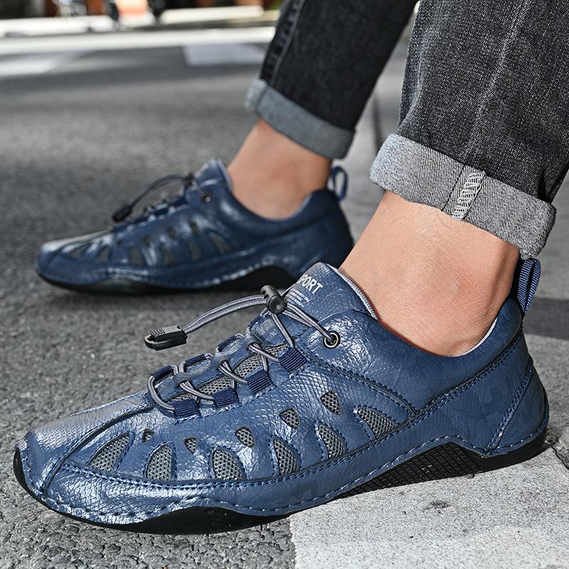 Fashion New Fashion Men Casual Shoes Breathable Walking Sneakers Genuine Leather Mens Loafers High Quality Driving Shoes Man Sport Shoes