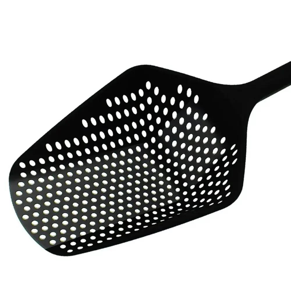 Plastic Strainer Spoon Long Handled Large Size Mesh Drain Scoop Portable Kitchen Cooking Tool Leaky Spoon Food Strainer