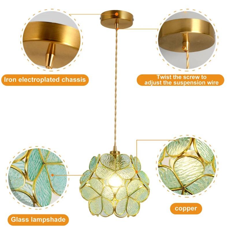 Lămpi Suspendate din Sticlă Lampă de Plafon LED Decor Acasă Candelabru Suspendat Felinar Floare Lustre Agățate Corp de Iluminat Insulă Bucătărie