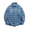 Men's Long-sleeved Shirt Autumn New Hong Kong Wind Jacket Casual Shirt Lapel Plaid Shirt Fashion Loose Coat