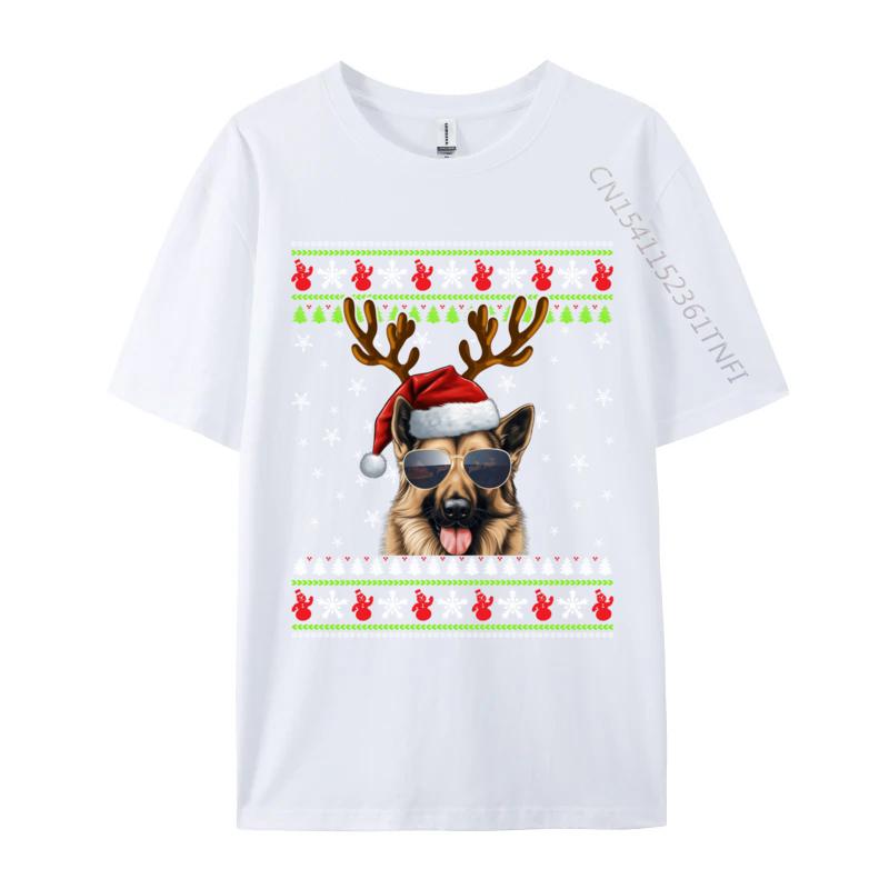 Gerunisex Shepherd Christmas Reindeer Ugly Sweater Xmas Tshirts Vintage T Shirts Faddish Adult Tops Tees S