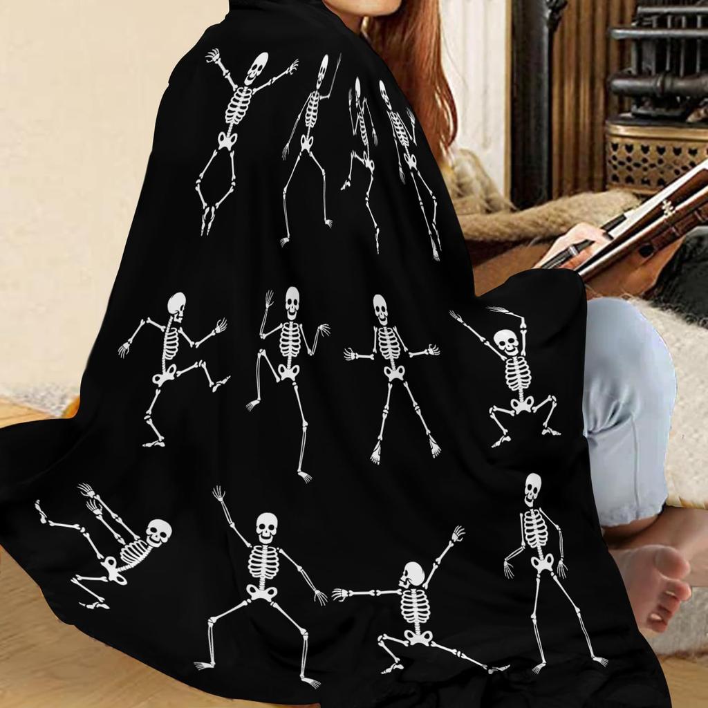 Halloween Fun Skull Dance Plush Blanket All Seasons Suitable for Sofa Bed Office Nap Blanket Cover Blanket