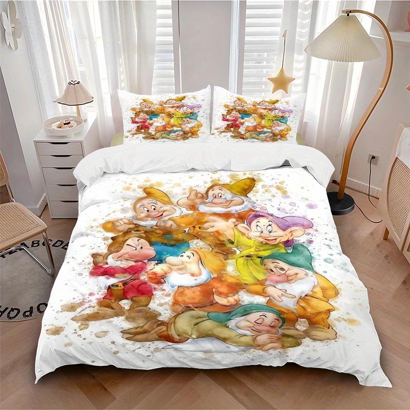 3pcs The Seven Dwarfs Quilt Set Soft and Comfortable Bedroom, Guest Room and Dorm Decor Bedding Set W096
