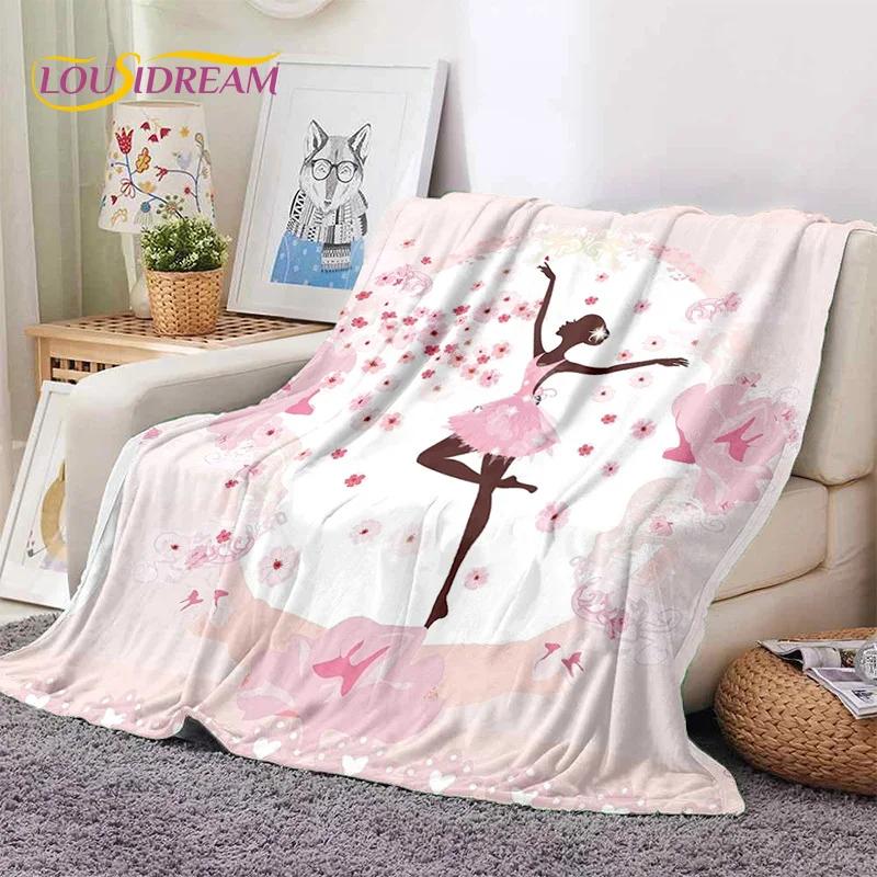 Cute Ballet Girl Ballerina Fairy Cartoon Soft Flannel Blanket for Bed Bedroom Sofa Picnic,Throw Blanket for Outdoor Leisure Gift