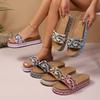 Summer Women Ethnic Style Flat Wooden Slippers With Rubber Sole For Beach Wear